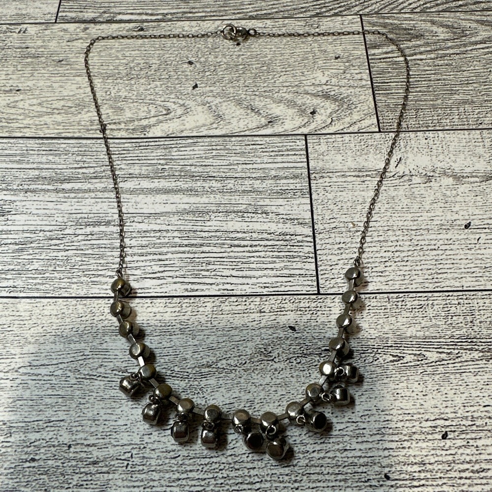 Silver Tone Metal Choker Dangling Metal Pellets 16" Vintage